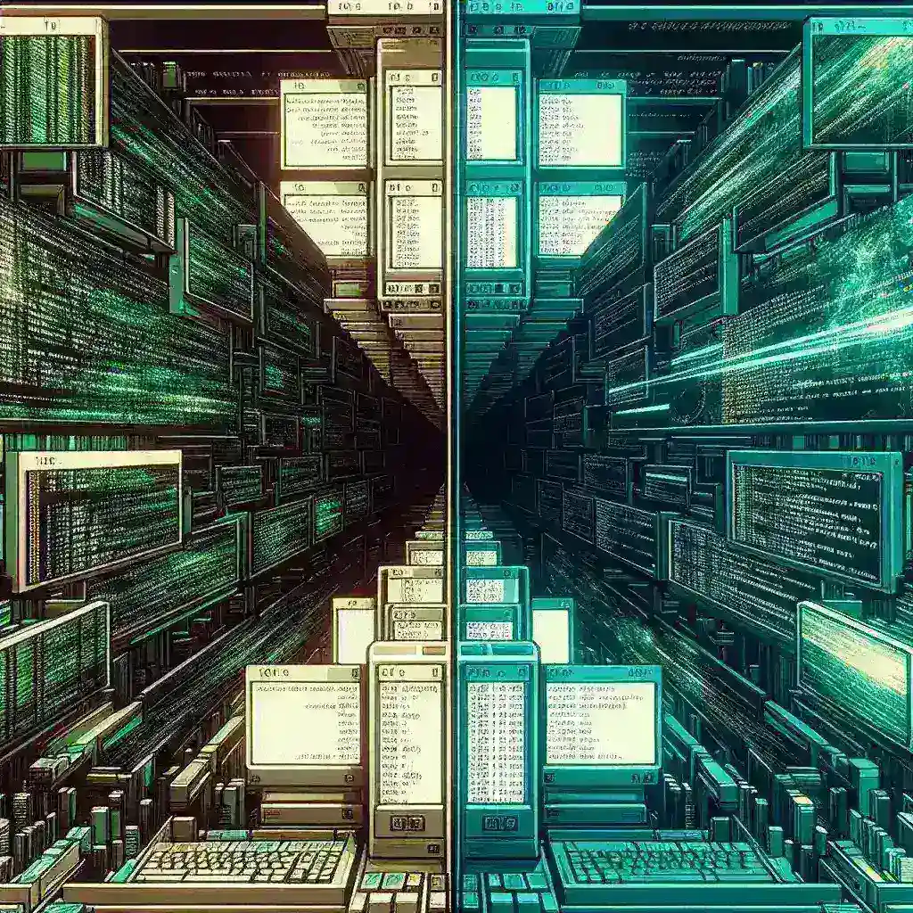 "Comparative illustration of tmux and screen terminal multiplexer tools showcasing their unique features and user interfaces, emphasizing their advantages for developers and system administrators."